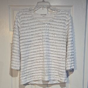 Erin London White Textured Blouse